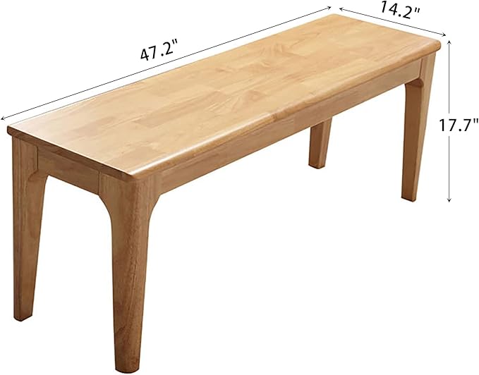 Dining Bench Wood Solid Oak Wooden Bed End＆Entryway Bench for Bedroom Living Room Kitchen(Natural)