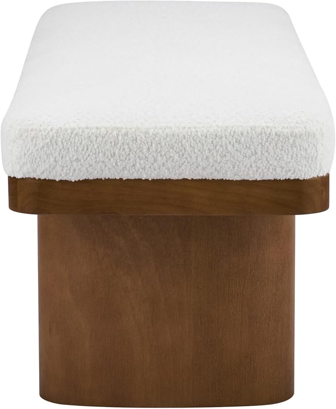 Christopher Knight Home 55" Chenille Upholstered Bench with Solid Rubber Wood Legs, Modern Farmhouse Bedroom Bench, Padded Entryway Bench Seat, Dining Bench for Living Room End of Bed, Beige