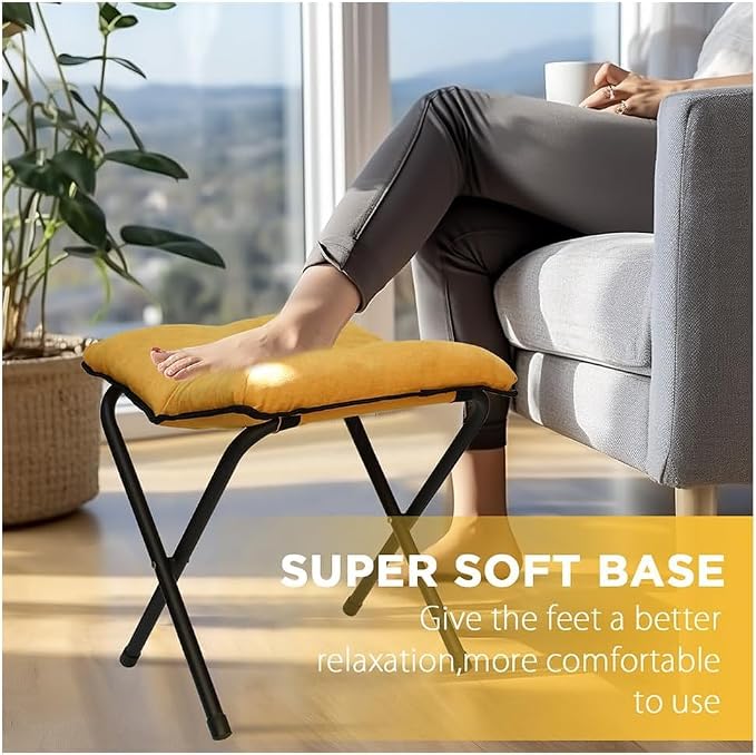 Foldable Ottoman Foot Rest, Foot Stool with Soft Cushion, Compact Lazy Sofa Stool for Living Room Bedroom Office Dorm RV (Green)