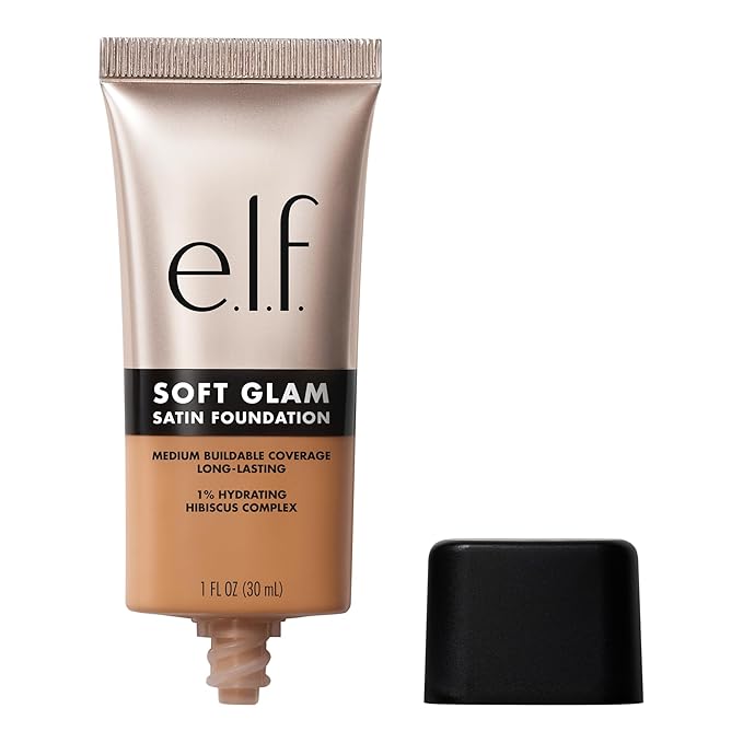 e.l.f. ソフトグラムファンデーション、ミディアムカバー、崩れにくく調整可能、なめらかでサテンのような仕上がり、ヴィーガン＆クルエルティフリー、43 タンクール