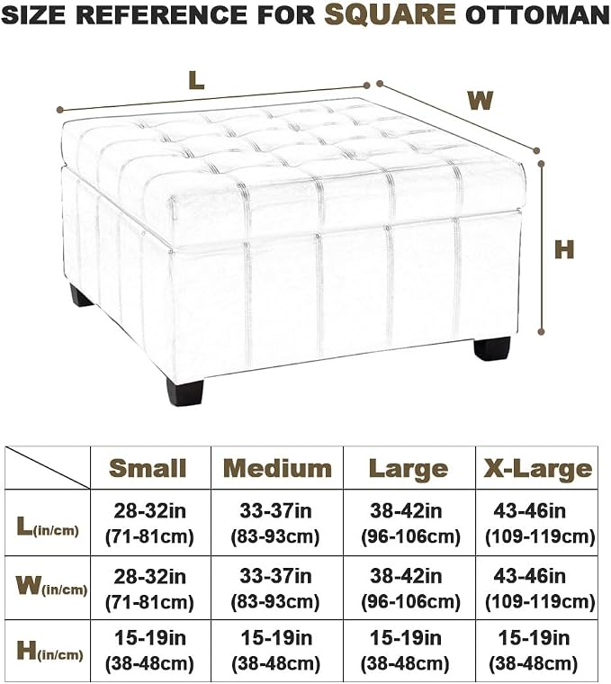 Levoberg Waterproof Square Ottoman Cover Large Square Folding Storage Ottoman Bench Slipcovers Footrest Stool Covers Oversized Ottoman Coffee Table Covers Cube with Elastic Bottom XL Beige