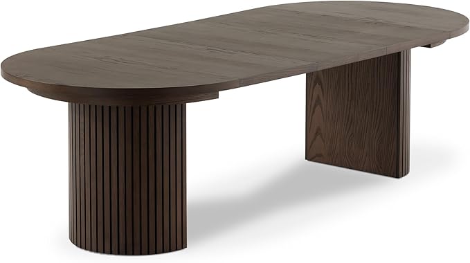 Transformer Table - Solid Wood Extendable Round Dining Table, Extendable Round Dining Table, Space-Saving Modern Furniture, Elegant and Functional Design, Dark Brown (Table Only)