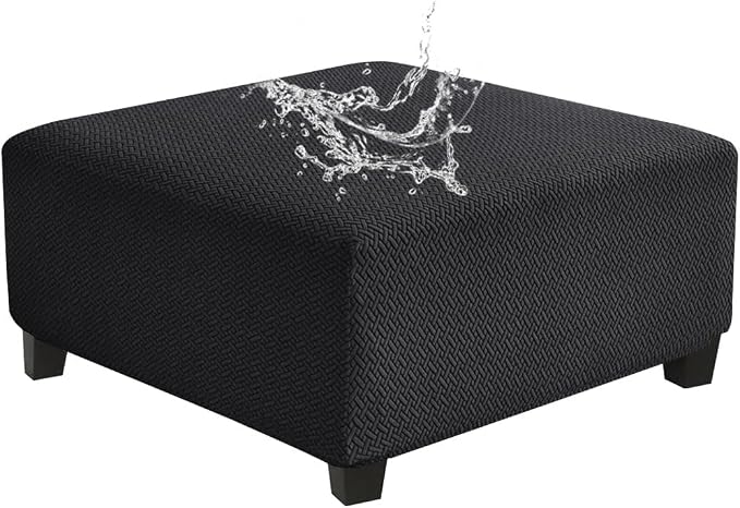 Levoberg Waterproof Square Ottoman Cover Large Square Folding Storage Ottoman Bench Slipcovers Footrest Stool Covers Oversized Ottoman Coffee Table Covers Cube with Elastic Bottom S Black