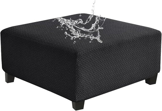 Levoberg Waterproof Square Ottoman Cover Large Square Folding Storage Ottoman Bench Slipcovers Footrest Stool Covers Oversized Ottoman Coffee Table Covers Cube with Elastic Bottom L Black
