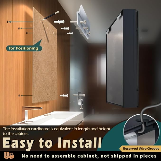 KWW LED Lighted Bathroom Medicine Cabinet with Sockets & USBs, Defogger, Dimmable, 3 Color Light Makeup Mirror, Easy to Install, Wall Mounted Cabinet (2 Door-30 * 28)