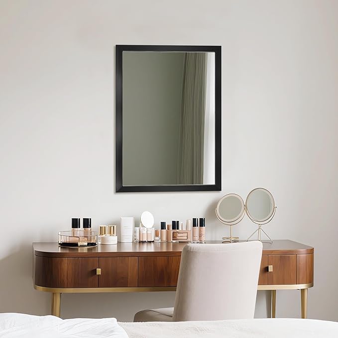 Ruomeng Rectangular Wall Mirror 20" x 28" for Bathroom, Bedroom, Entryway, Living Room, Black