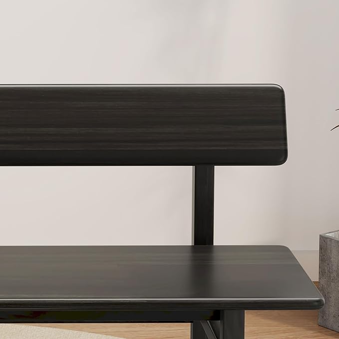 63inch Entryway Bench, Black Dining Bench with Spindle Back Farmhouse Bench Wood Bench for Foyer Balcony Living Room, Black