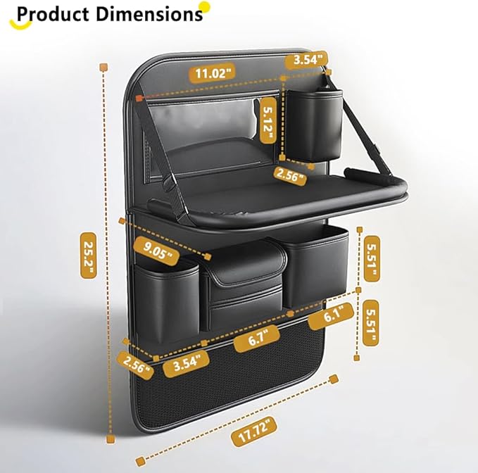 Tumecos Car Backseat Storage Bag with Foldable Table Tray,Large Capacity Seat Back Organizer,Car Kick Mat with Touch Screen Phone Holder,Multifunctional Backseat Protector Cover Pad (Style B)