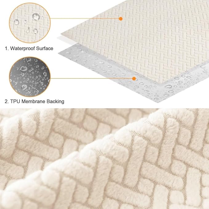 Levoberg Waterproof Square Ottoman Cover Large Square Folding Storage Ottoman Bench Slipcovers Footrest Stool Covers Oversized Ottoman Coffee Table Covers Cube with Elastic Bottom XL Beige