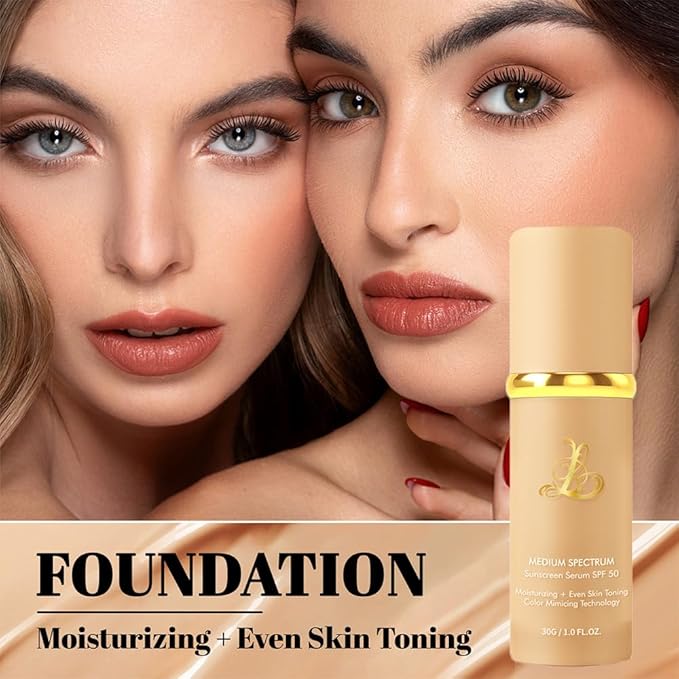 Foundation 4 in 1 - Color Changing Foundation, Medium Spectrum with SPF 50, Hypoallergenic Hydrating Liquid Concealer, Long-lasting & Waterproof Natural Finish - 1.06 fl oz