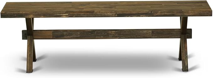 East West Furniture XB777 X-Style Modern Dining Room Bench with Wooden Seat, 72x15x18 Inch, Multi-Color