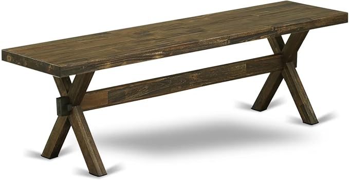 East West Furniture XB776 X-Style Modern Kitchen Bench with Wooden Seat, 60x15x18 Inch, Multi-Color