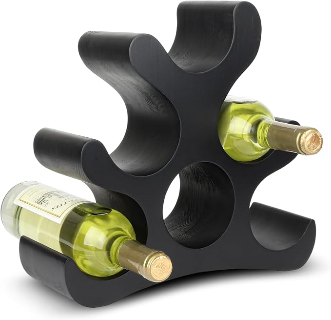 Countertop Wine Rack - 6 Bottle Wooden Wine Rack - Freestanding Wine Bottle Holder Stand - Wine Storage Rack for Cabinet Pantry Bar Kitchen