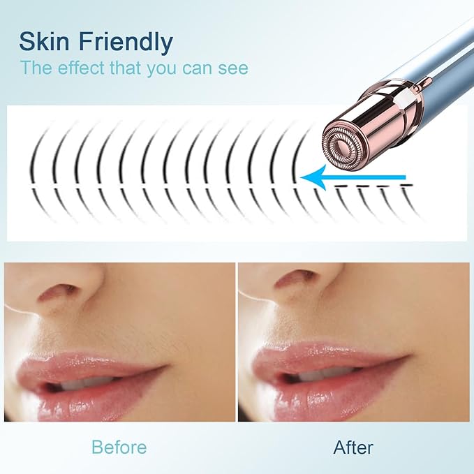 Facial Hair Removal for Women, Electric Painless Facial Hair Remover for Face, Lip, Chin with USB Rechargeable, Blue