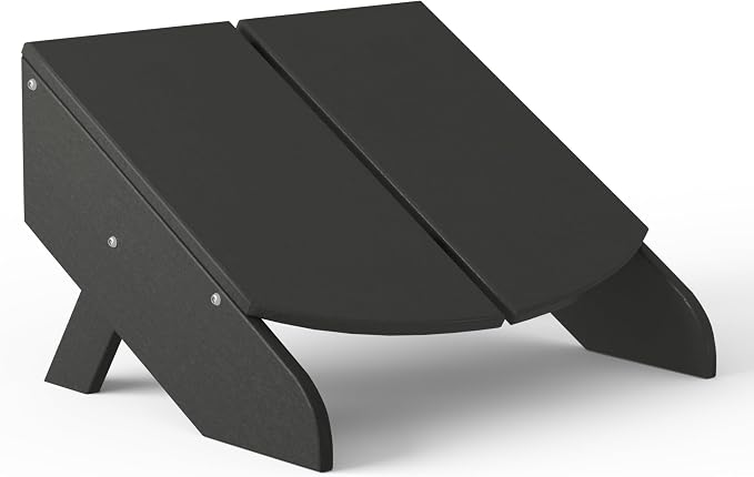 Costaelm Seaview Modern HDPE Plastic Folding Patio Adirondack Ottoman, Gray