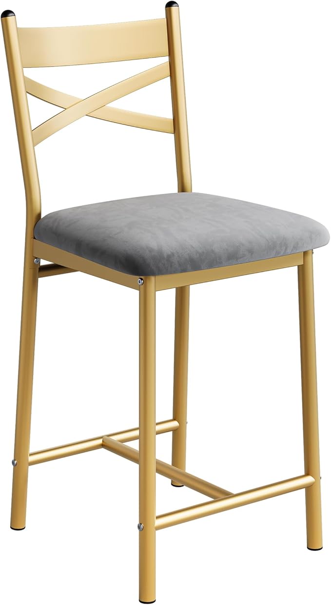 IDEALHOUSE 26" Counter Height Bar Stools Set of 4, Upholstered Bar Chairs with Back, Thick Cushion, Modern Counter Height Barstools for Kitchen Island, Apartment Counter, Dining Room Bar (4)