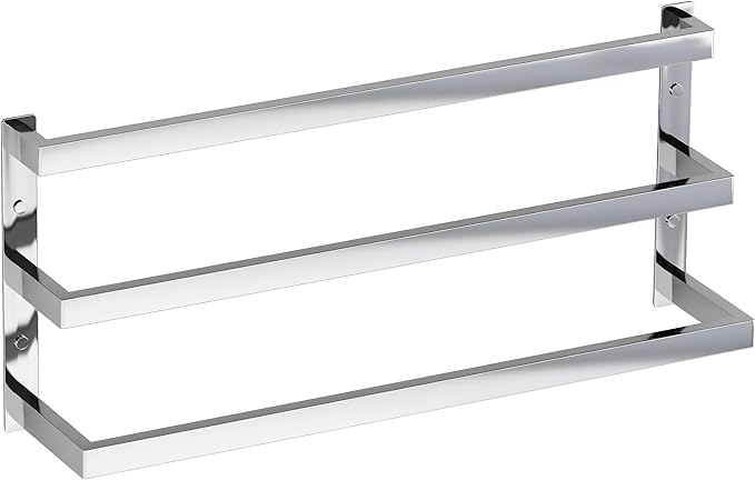 SEIDO 32 Inch 3-Tier Towel Rack, Heavy Duty Square Ladder Design Towel Bar Wall Mounted, Polished Chrome 310 Stainless Steel Rustproof Towel Holder for Bathroom, Kitchen, Laundry