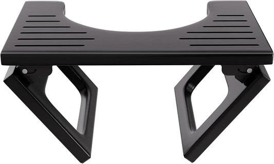 AmazerBath 8.5 Inches Bamboo Toilet Stool Squat for Adults, Collapsible Poop Stool for Bathroom, 0.79" Thickness Squatting Potty with Non-Slip Strip, No Assembly Required, Black