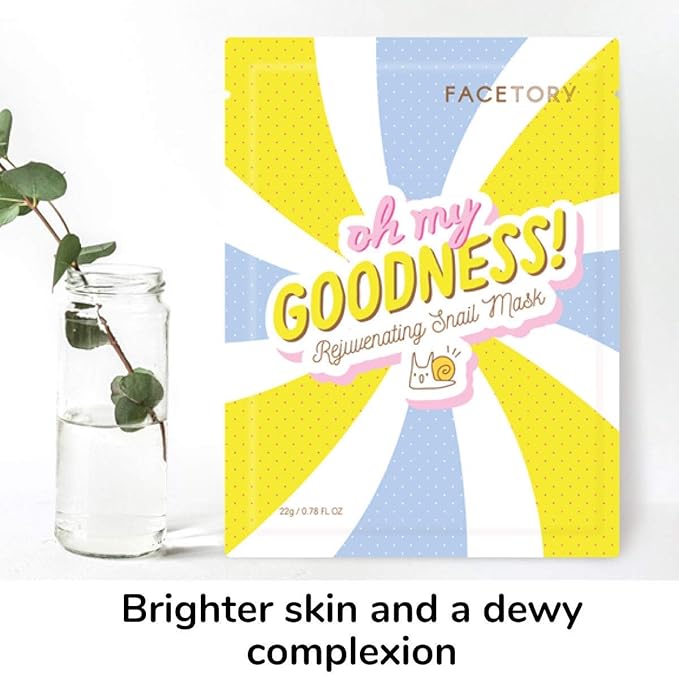 FACETORY Kビューティー フェイスマスク スキンケア - OH MY GOODNESS REJUVENATING SNAIL シートマスク（カタツムリエッセンス＆ヒアルロン酸配合）｜保湿（5枚パック）