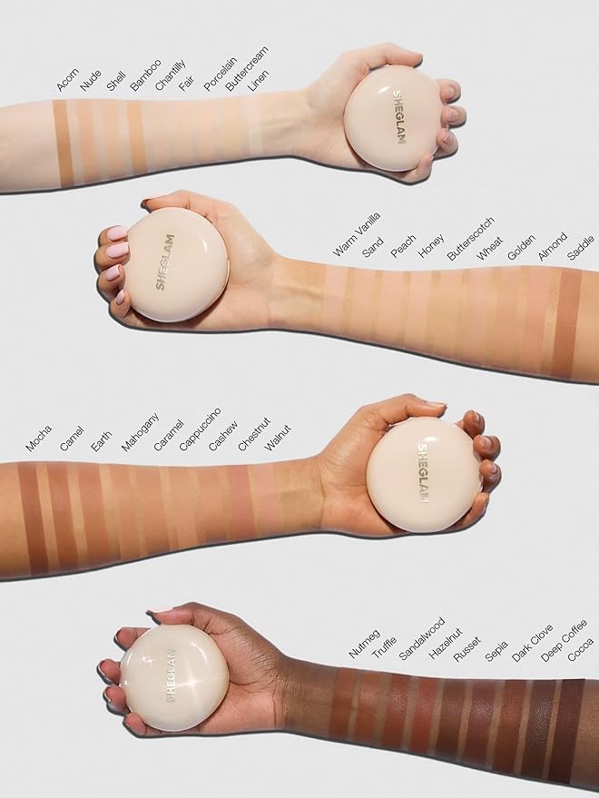 SHEGLAM Lock & Go Long-Lasting Cushion Foundation Soft Matte Weightless Waterproof for Flawless Base Makeup-Warm Vanilla