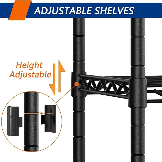 REGILLER 5-Shelf Adjustable Heavy Duty Storage Shelving Unit,Metal Organizer Wire Rack for Laundry Bathroom Kitchen Pantry Closet(Black,14" D x 36" W x 71.9" H)