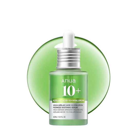 Anua Azelaic Acid 10 Hyaluron Redness Soothing Serum, Facial Serum for Blemish-Prone & Oily-Prone Skin, Lightweight & Hydrating Blemish Care, Hyaluronic Acid, Korean Skincare, 1.01 fl oz.