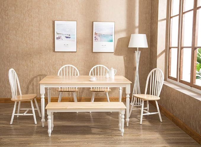 Boraam Windsor Farmhouse Backless Bench, Cream/Natural