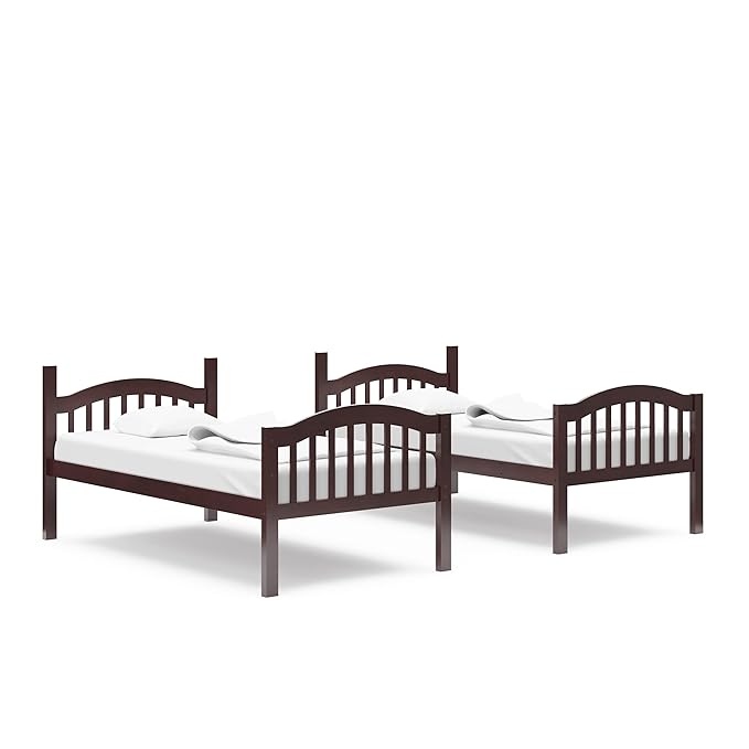 Storkcraft Long Horn Twin-Over-Twin Bunk Bed (Espresso) - GREENGUARD Gold Certified, Converts to Two Twin Beds, Wood Bunk Bed for Kids Bedroom