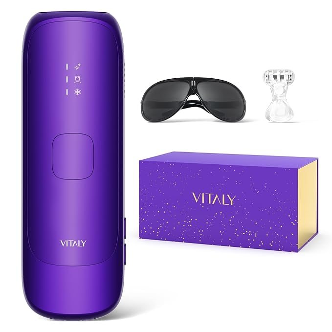 IPL Laser Hair Removal Device For Women: Permanent Hair Removal with Ice Cooling, Safe Skin Sensor & Auto Flashing & Nearly Painless & Long-Lasting Results For Fast Full Body, Holiday Gifts (Purple)