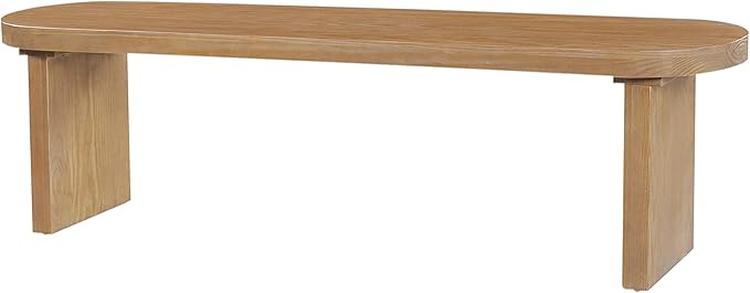 Christopher Knight Home Arford 62.8" Indoor Pine Dining Bench, Solid Wood Bench Seat for Dining Table, Modern Oval Dining Seat, Spacious Seating, Long Footstool for Living Room Dining Room, Pine Wood