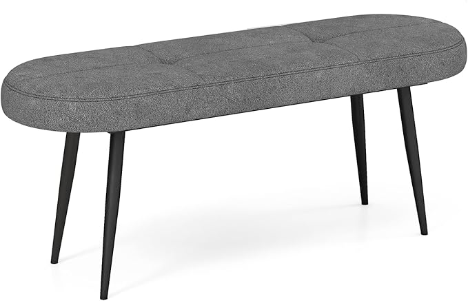 Giantex 47 inch Entryway Bench - End of Bed Bench, Upholstered Bench for Bedroom with Metal Legs, Padded Seat, Long Ottoman for Dining Room, Living Room, Bedroom, Hallway (Gray)