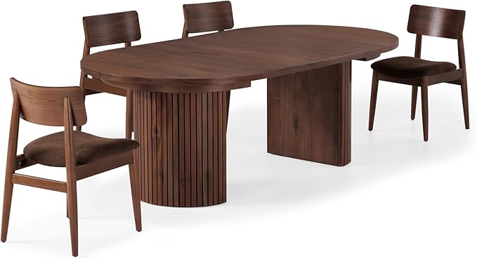 Transformer Table - Solid Wood Extendable Round Dining Table Set, Expandable Dining Table, Elegant and Functional Design, Perfect for Dining Room, Royal Brown (Table + 4 Chairs)