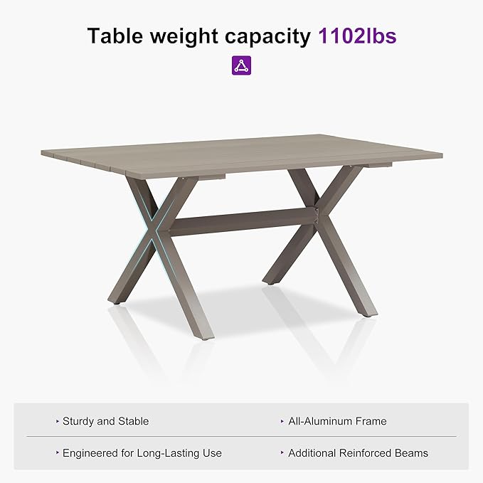 PURPLE LEAF Outdoor Dining Set for 4 All-Weather 5 Pieces Patio Aluminium Dining Table and Rope Weave Chairs Included Cushions for Backyard Deck Indoor Kitchen Modern Patio Furniture Set Champagne