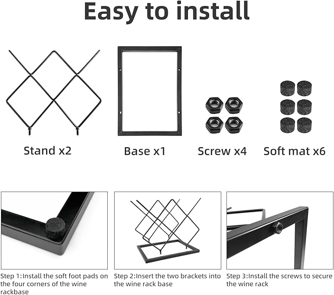 MCSAPIL Small Wine Racks Countertop(5 Bottle Capacity),Metal Wine Bottle Holder Modern Black for Home Kitchen Bar,Tabletop Wine Rack for Cabinet, Pantry, Wine Bottle Storage