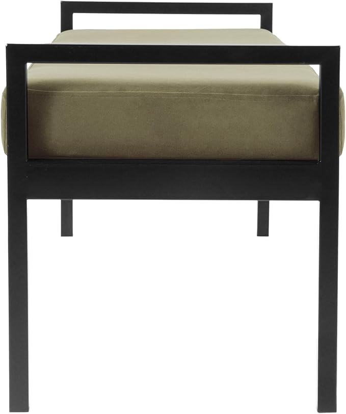 HomePop Modern Velvet Metal Bench| Modern Bench with Metal Leg | Bench for Living Room & Bedroom | Decorative Home Furniture - Light Sage Green Velvet