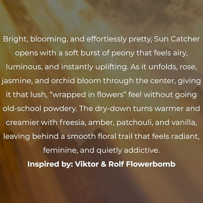 Lucid Coast Sun Catcher Perfume – Gourmand White Flowers – Inspired by Viktor&Rolf's Flowerbomb - Perfume Luxury - Pure Infused - Paraben-Free - Vegan - For Women - Fragrance