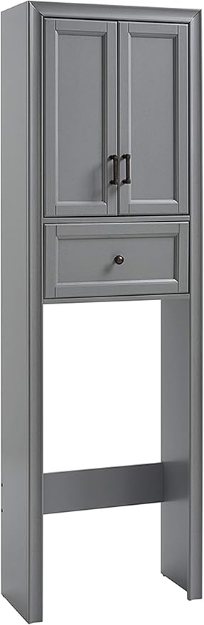 Crosley Furniture Tara Over The Toilet Storage Cabinet and Bathroom Organizer with a Drawer and Shelves, Vintage Gray