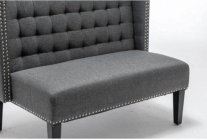 Andeworld Modern Loveseat Settee Bench Sofa Upholstered Banquette Couch for Dining Living Room Hallway or Entryway Seating Funiture with Wooden Legs,Slate