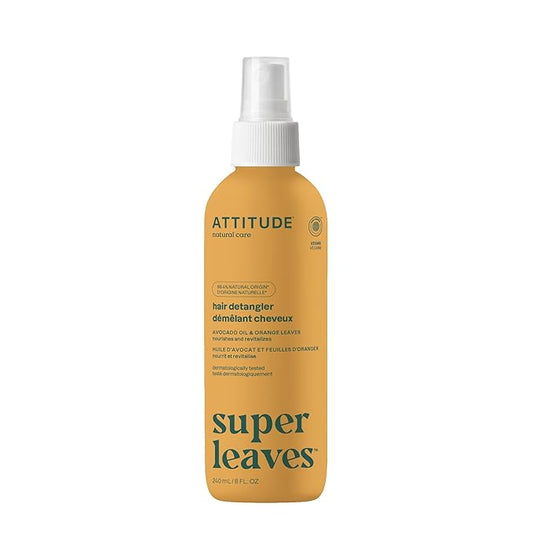 ATTITUDE デタングリングスプレー、EWG認証、ヴィーガン＆植物由来ヘアケア、洗い流さないタイプ、なめらかで扱いやすい髪へ、オレンジブロッサム＆ユーカリ、236ml