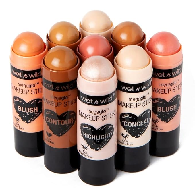wet n wild メガグロー メイクアップスティック、調整可能な発色、多用途、クルエルティフリー＆ヴィーガン - ヌードフォース（2個パック）