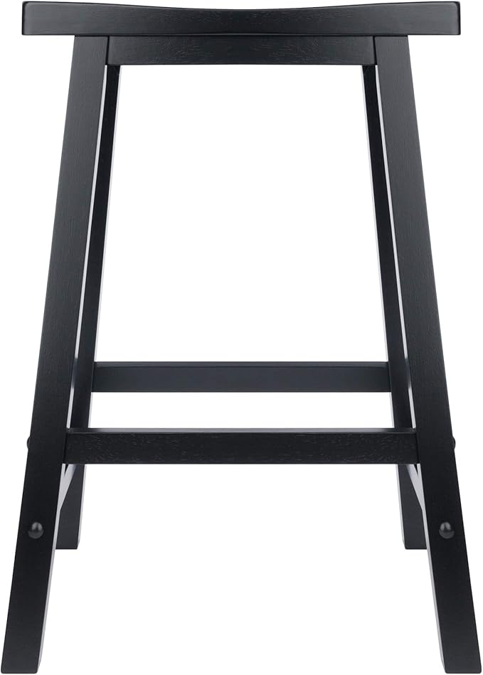 Winsome Satori Saddle Seat Counter Stool, 24" in Black, Classic Backless Bar Chairs for Kitchen & Dining Room Seating, Timeless Essential Furniture for Home, Dorm, Apartments