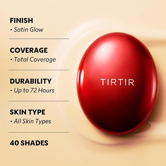 TIRTIR Mask Fit Red Cushion Foundation | Full coverage, Weightless, Skin fit, Satin Glow Finish, Korean Makeup BB Foundation, beauty, Tattoo cover up, Buildable (#29N Natural Beige, 0.63 Fl Oz)