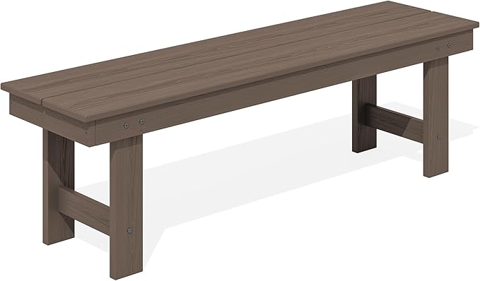 SERWALL 2-Person Outdoor Bench Backless, HDPE Outdoor Benches Weatherproof, 660 Lbs Weight Capacity, Poly Lumber Patio Furniture for Garden, Porch and Park, Coffee