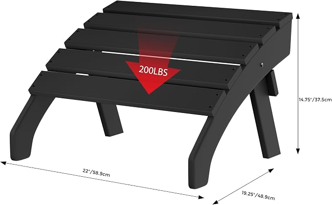 Costaelm Adirondack Chair Footrest, Patio Footstool, Ottoman Outdoor Foot Rest for Patio Waterproof, Adirondack Ottoman Patio Footstool, Black