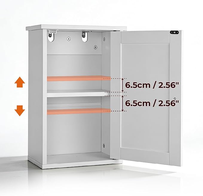 VINGLI Bathroom Wall Cabinet, White Medicine Cabinet with Single Door, Small Over Toilet Storage Organizer with Adjustable Shelf, Hanging Kitchen Cupboard for Laundry Room, 13.7x7.5x19.7 Inch