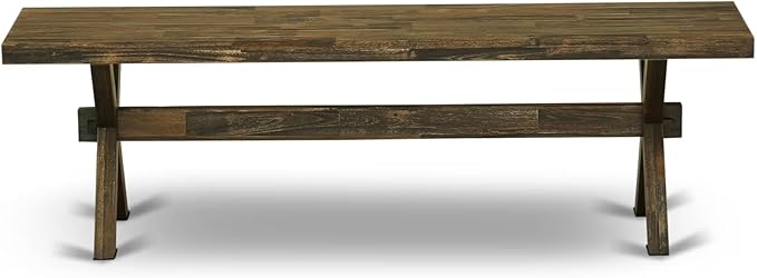 East West Furniture XB776 X-Style Modern Kitchen Bench with Wooden Seat, 60x15x18 Inch, Multi-Color
