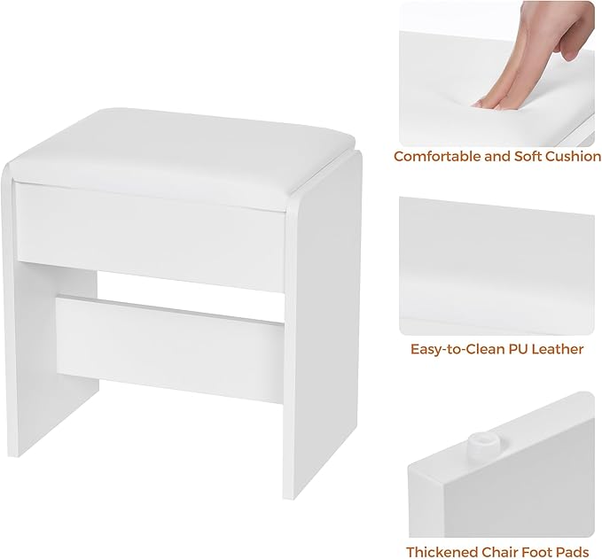 ANWBROAD Vanity Desk Table with Lighted Mirror 39.4“ Girls Makeup Vanity with Power Outlet 3 Colors Lighting Adjustable Brightness Vanity Table for Women Bedroom Dressing Room White UBDT65W