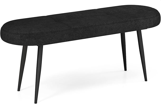 Giantex 47 inch Entryway Bench - End of Bed Bench, Upholstered Bench for Bedroom with Metal Legs, Padded Seat, Long Ottoman Bench for Dining Room, Living Room, Bedroom, Hallway (Black)