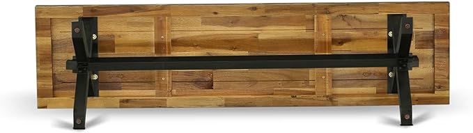 East West Furniture XB676 X-Style Modern Dining Room Bench with Wooden Seat, 60x15x18 Inch, Multi-Color