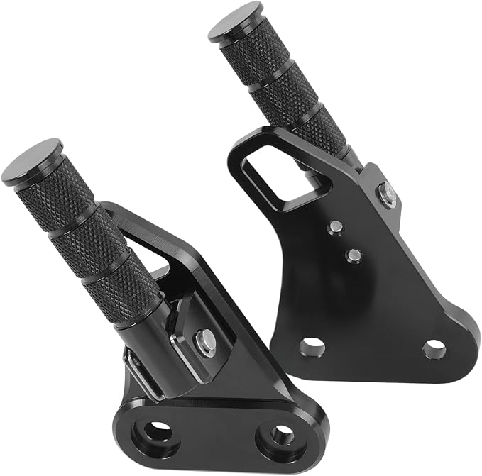 Motorcycle Passenger Footpegs C125 Aluminum Foldable Foot Pegs Rear Footrest Pedals Bracket for Honda Super Cub C125 C 125 JA48 JA58 JA71 2018-2025 (Black)